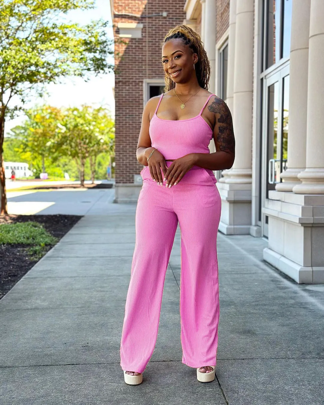 Fashion cardigan suspender vest pants three piece set AY3211